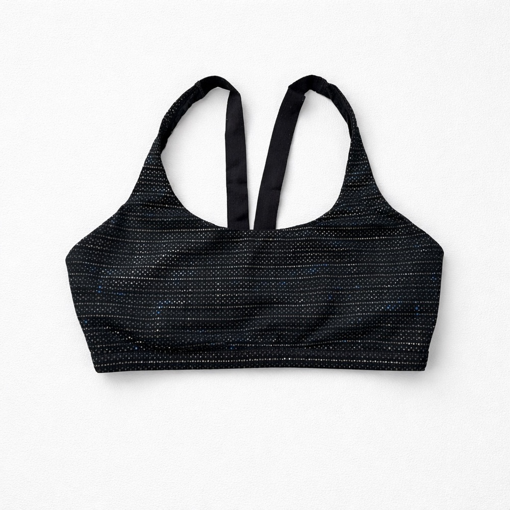 SPANX Black‎ Shimmer Sports Bra Large Compression Athleisure Metallic Activewear